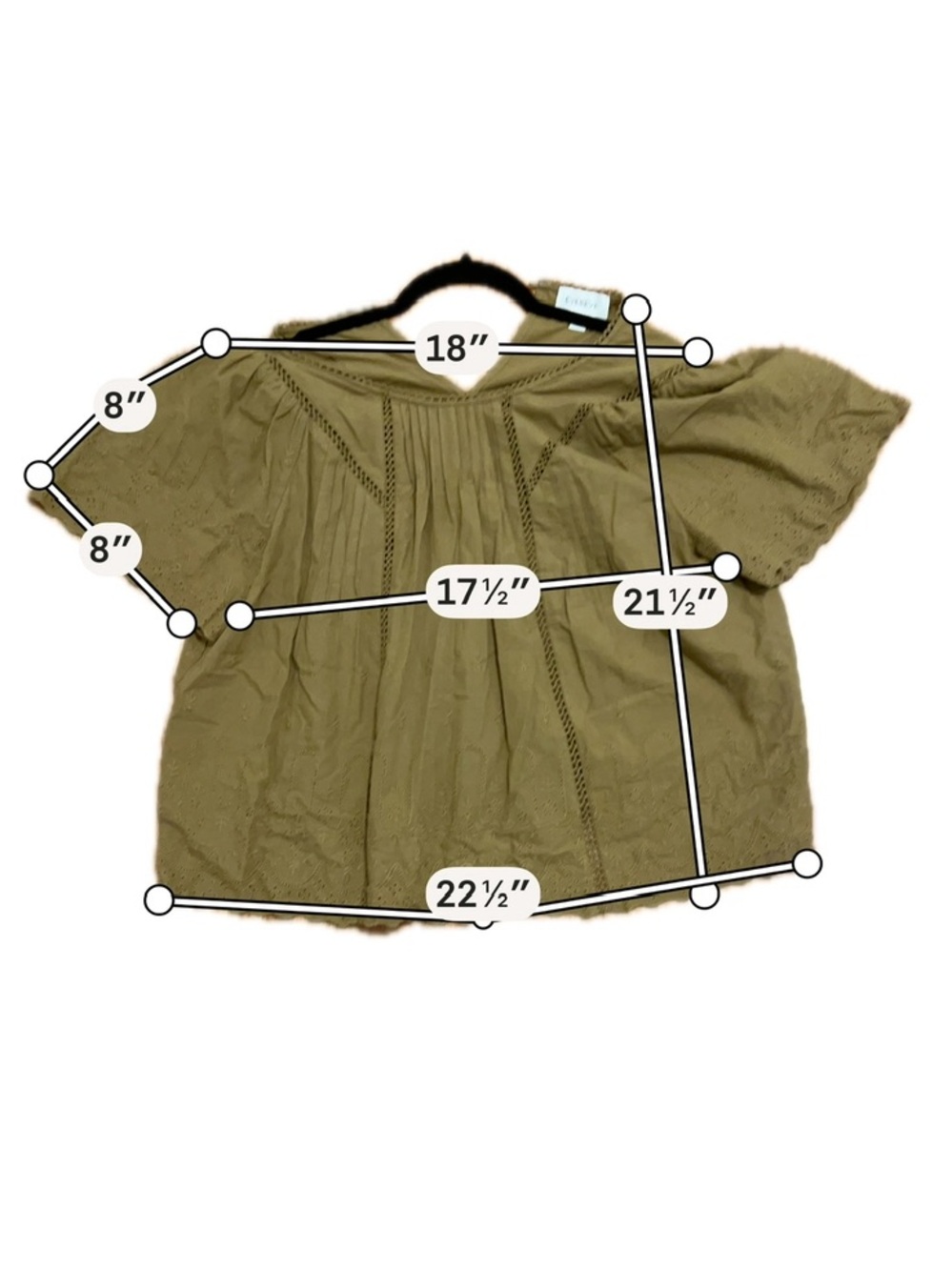 Evereve Olive Eyelet Embroidered Boho Blouse Large - Picture 5 of 8